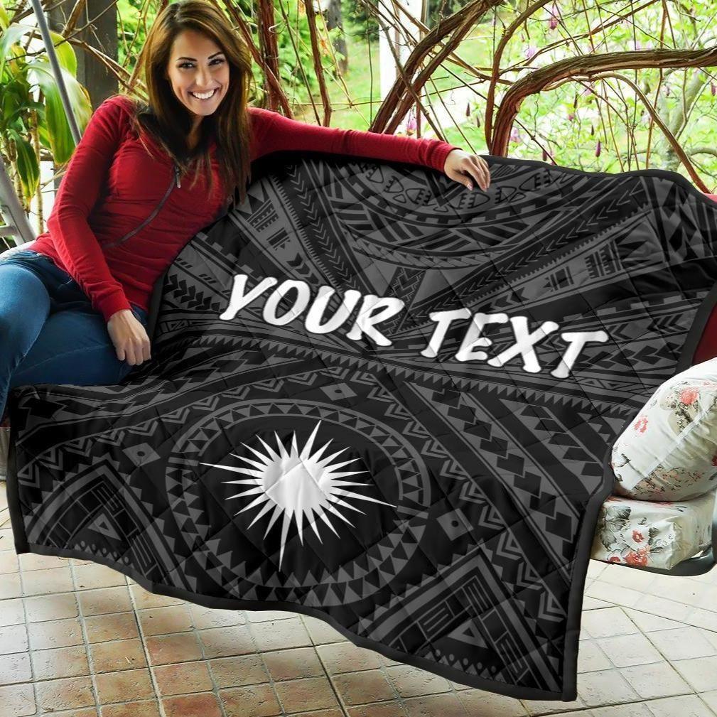 Marshall Personalised Premium Quilt - Marshall Seal With Polynesian Tattoo Style ( Black)