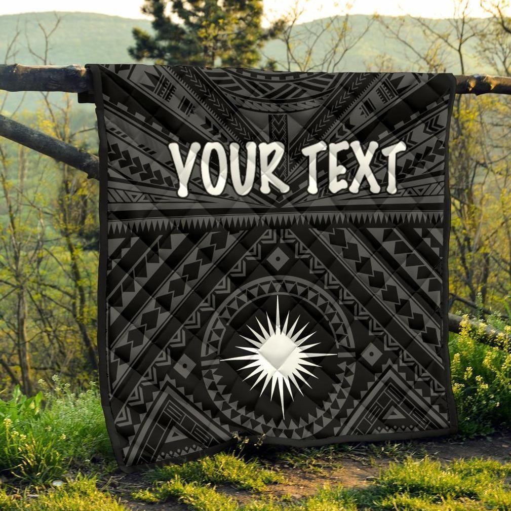 Marshall Personalised Premium Quilt - Marshall Seal With Polynesian Tattoo Style ( Black)