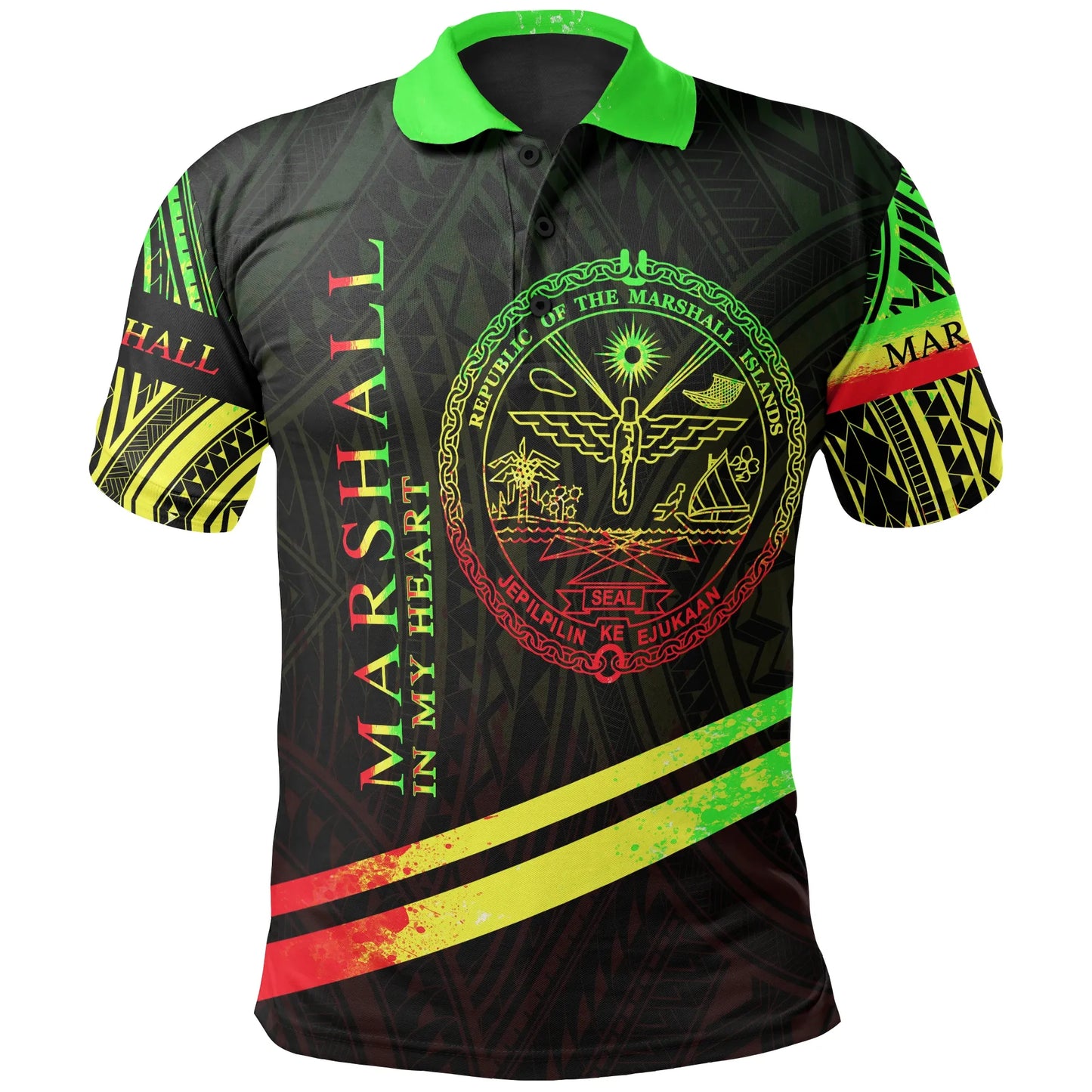 Marshall Islands Polo Shirt - In My Heart Style Reggae Polynesian Patterns