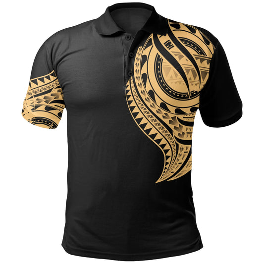 Marshall Polo Shirt - Marshall Tatau Gold Patterns With Coat Of Arms