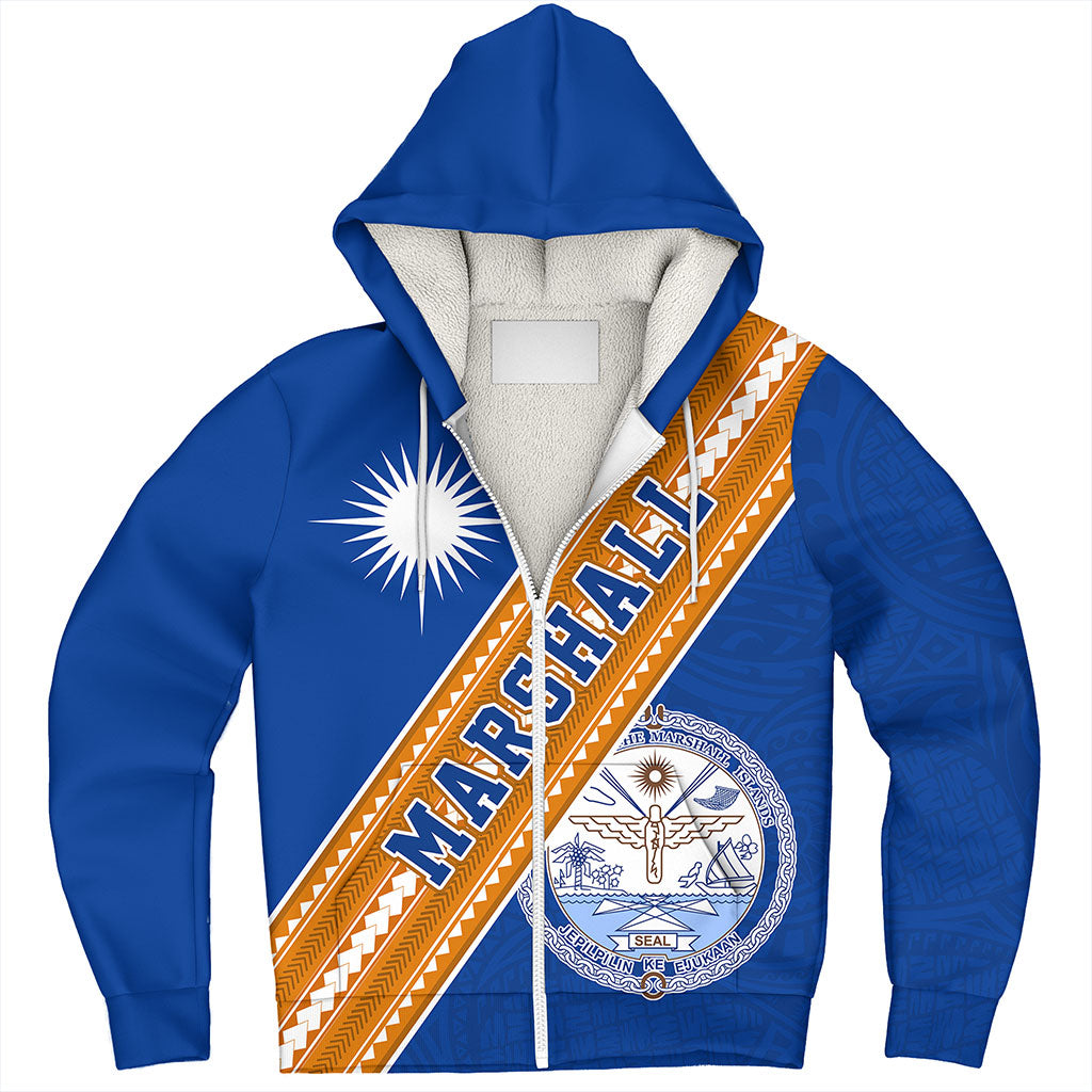Marshall Islands Sherpa Hoodie Flag And Coat Of Arms