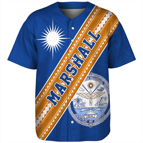 Marshall Islands Baseball Shirt Flag And Coat Of Arms