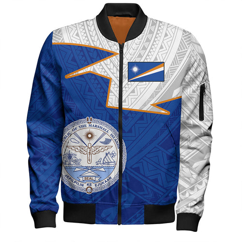 Marshall Islands Bomber Jacket Polynesian Tattoo Flag And Coat Of Arms