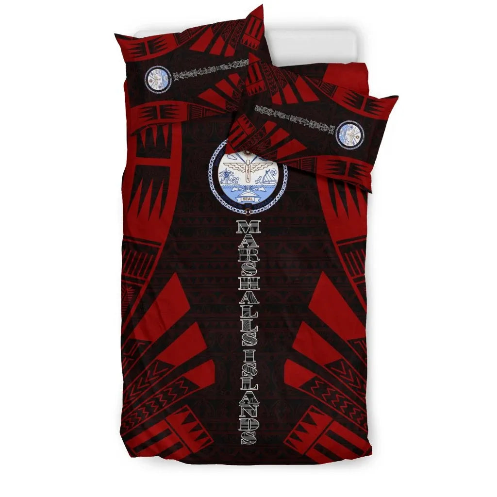 Marshall Islands Duvet Cover Set - Polynesian Tattoo Red