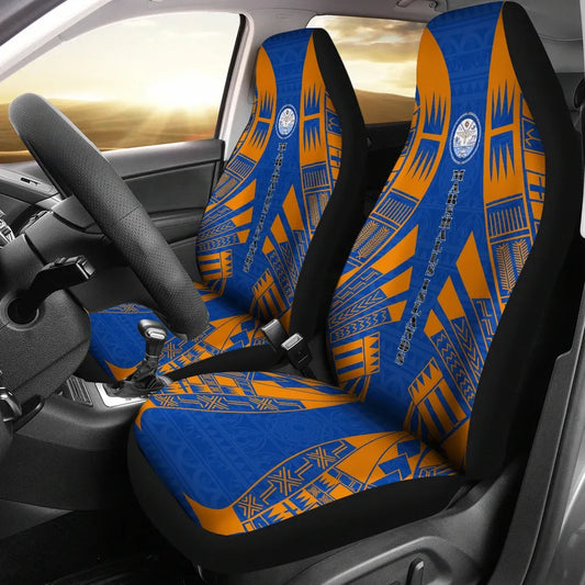 Marshall Islands Car Seat Covers - Marshall Islands Seal Polynesian Tattoo Flag