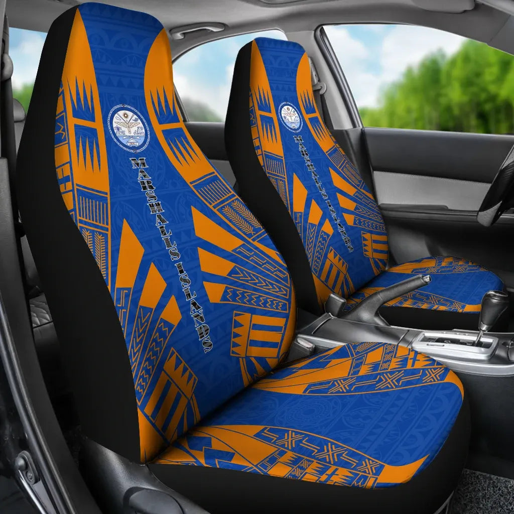 Marshall Islands Car Seat Covers - Marshall Islands Seal Polynesian Tattoo Flag