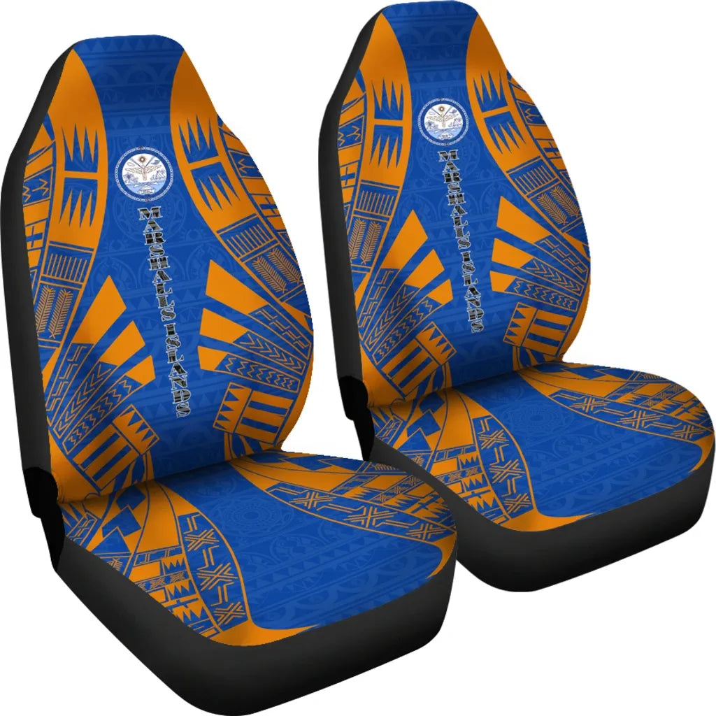 Marshall Islands Car Seat Covers - Marshall Islands Seal Polynesian Tattoo Flag