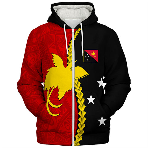 Papua New Guinea Sherpa Hoodie Melanesian Tribal PNG Half Style