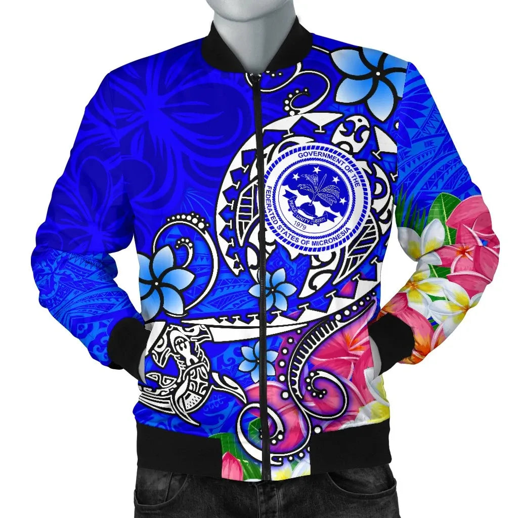 FSM Bomber Jacket - Turtle Plumeria (Blue)