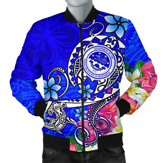 FSM Bomber Jacket - Turtle Plumeria (Blue)