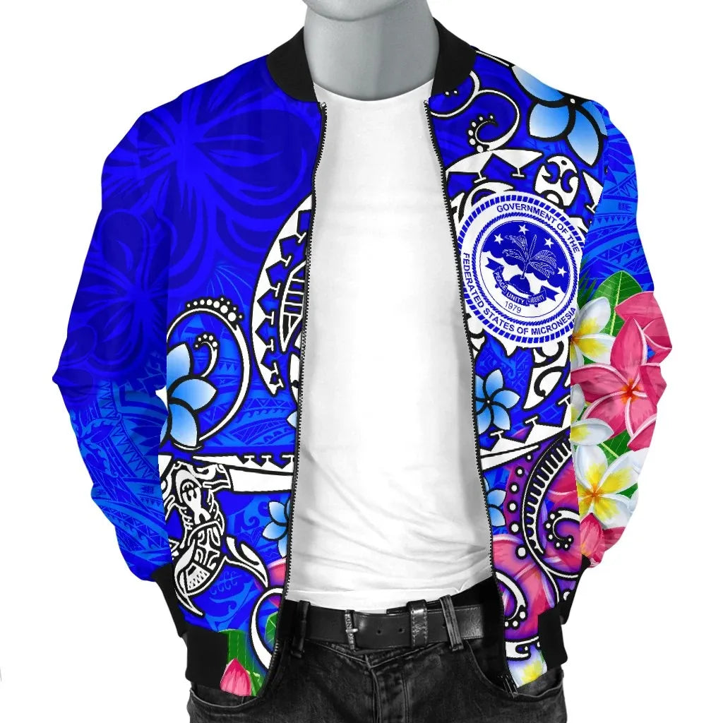 FSM Bomber Jacket - Turtle Plumeria (Blue)