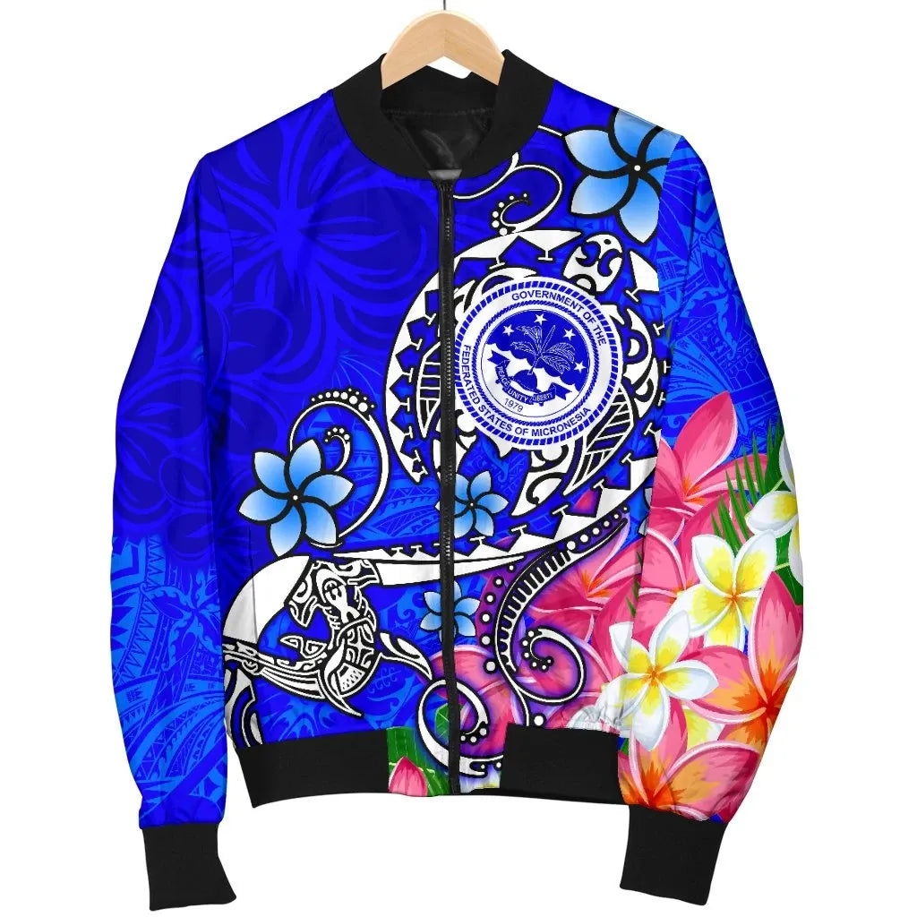 FSM Bomber Jacket - Turtle Plumeria (Blue)