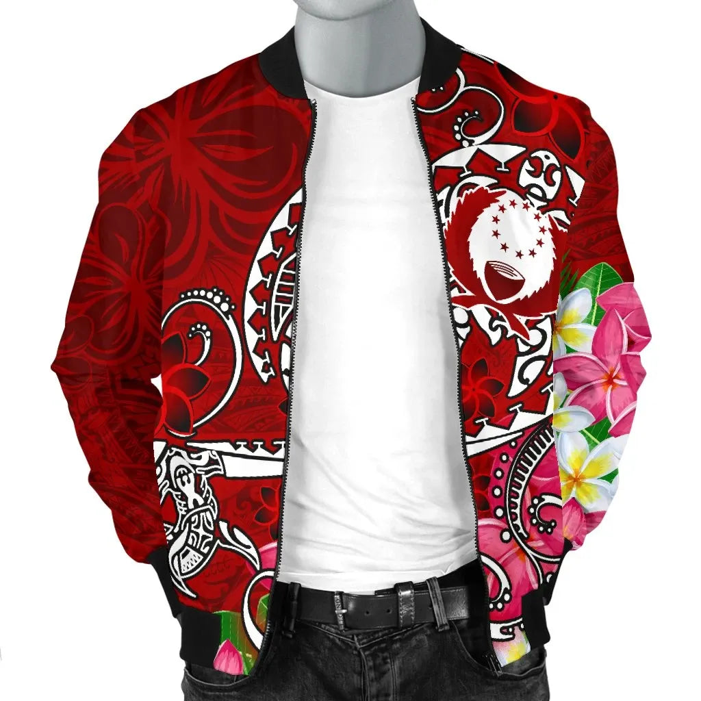 Pohnpei Bomber Jacket - Turtle Plumeria (Red)