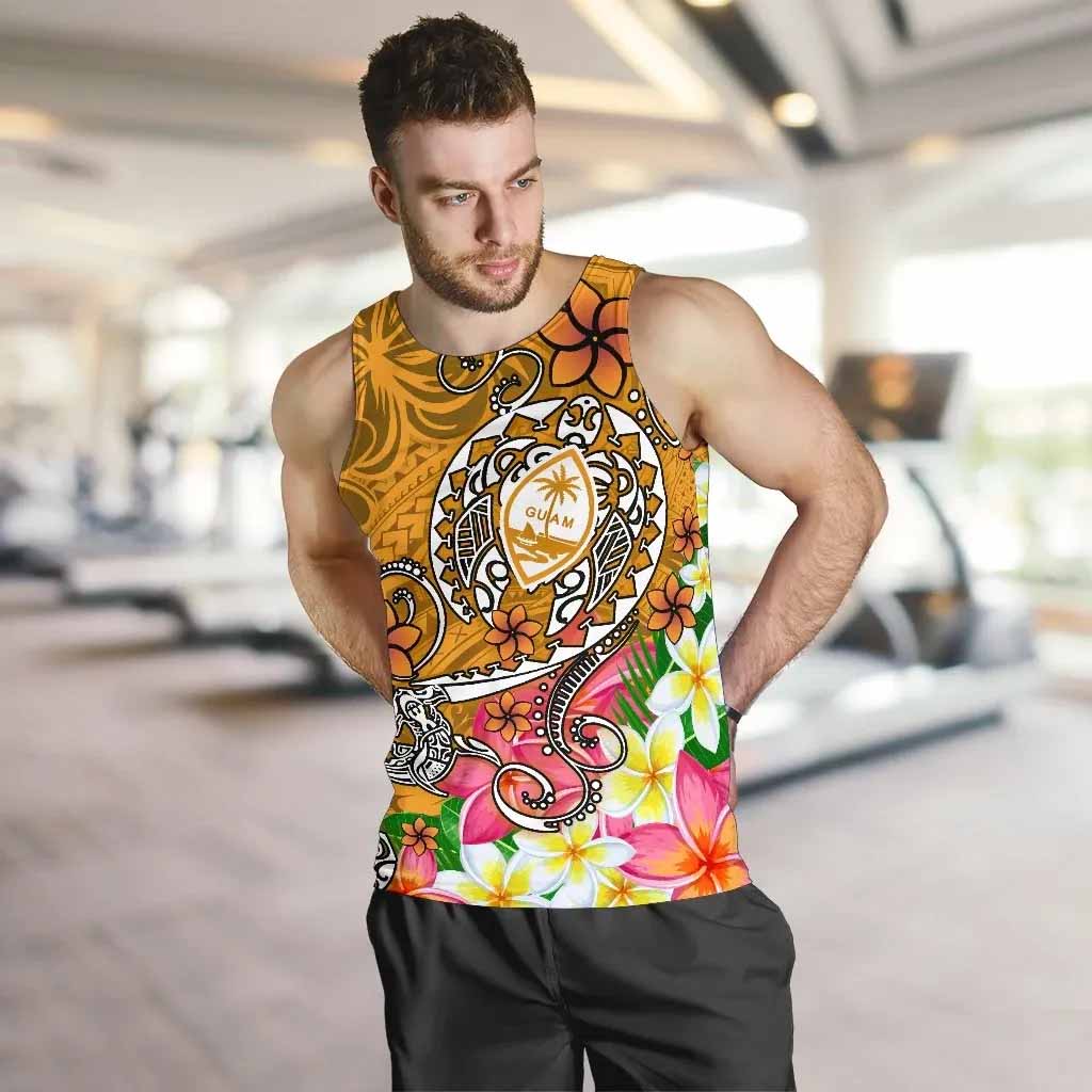 Guam Men Tank Top - Turtle Plumeria (Gold)