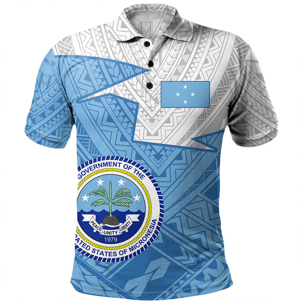 Federated States Of Micronesia Polo Shirt Polynesian Tattoo Flag And Coat Of Arms