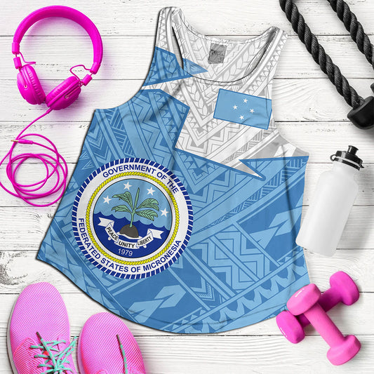 Federated States Of Micronesia Women Tank Polynesian Tattoo Flag And Coat Of Arms