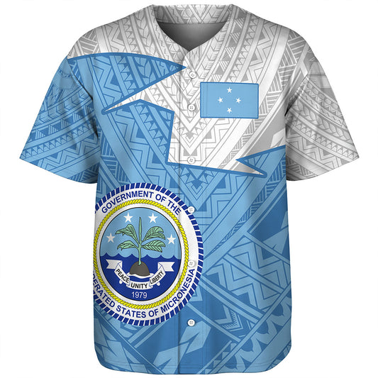 Federated States Of Micronesia Baseball Shirt Polynesian Tattoo Flag And Coat Of Arms