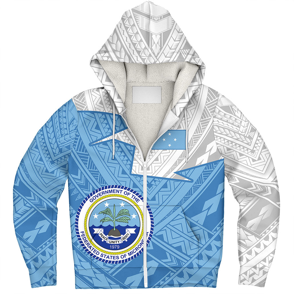 Federated States Of Micronesia Sherpa Hoodie Polynesian Tattoo Flag And Coat Of Arms