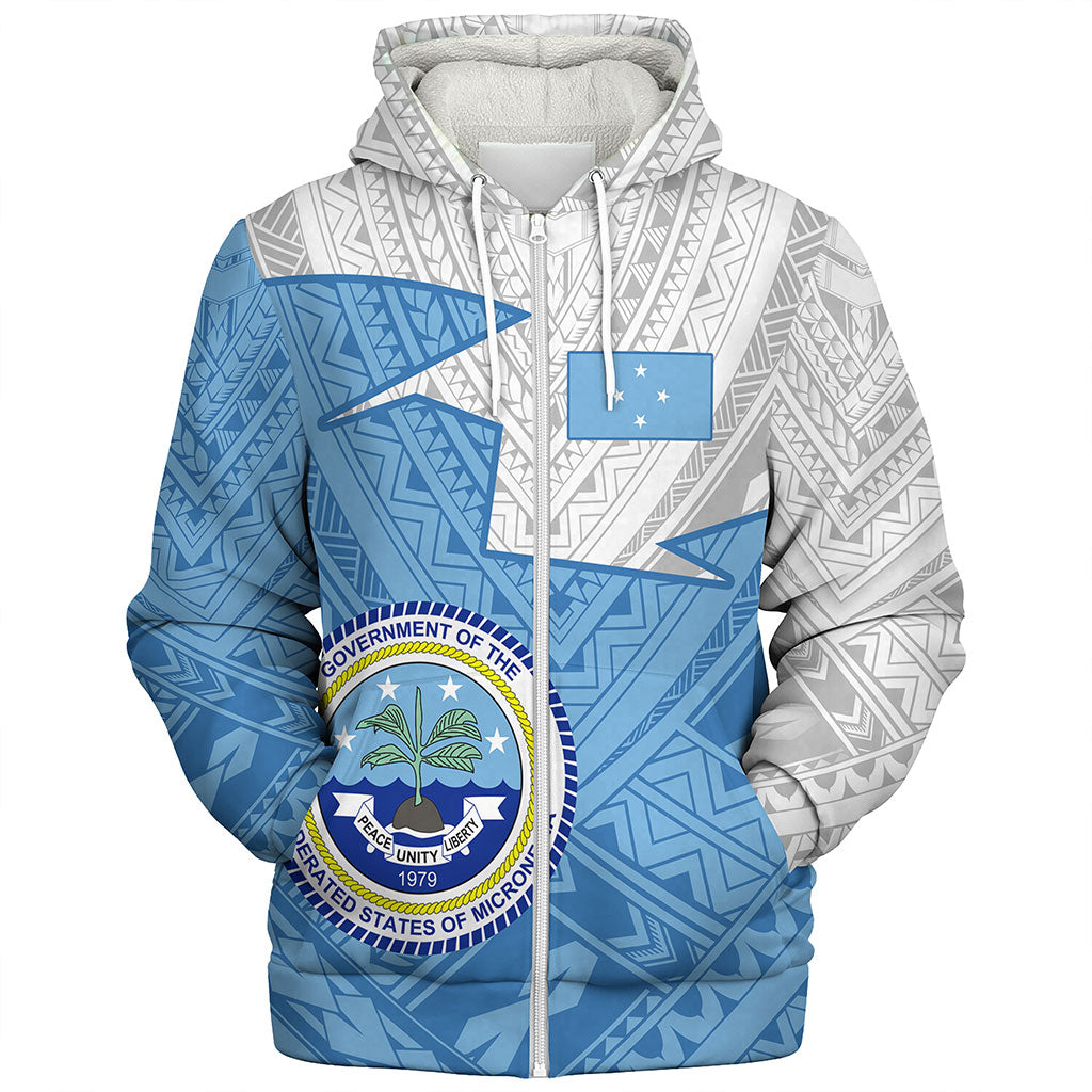 Federated States Of Micronesia Sherpa Hoodie Polynesian Tattoo Flag And Coat Of Arms