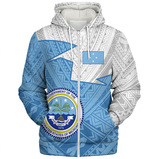 Federated States Of Micronesia Sherpa Hoodie Polynesian Tattoo Flag And Coat Of Arms