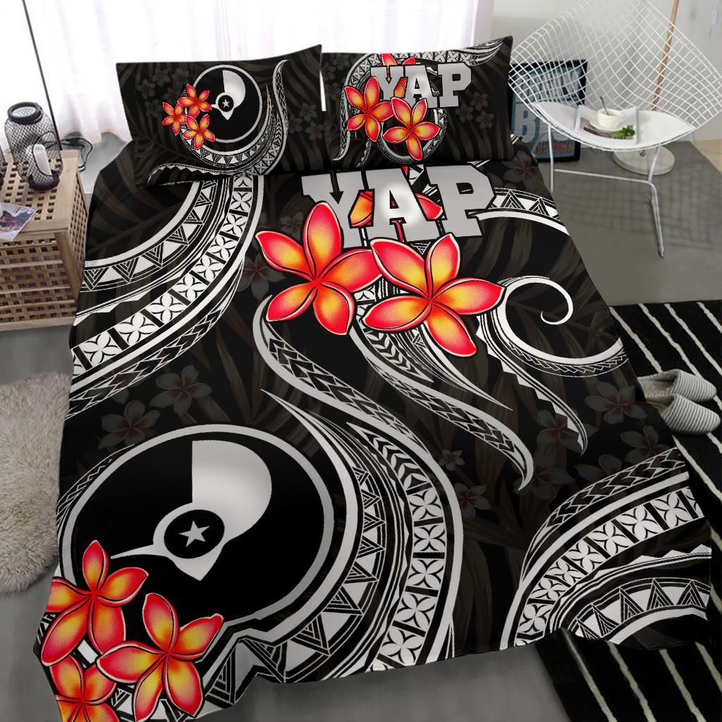 Micronesian Bedding Set - Yap Duvet Cover Cover - Gold Plumeria