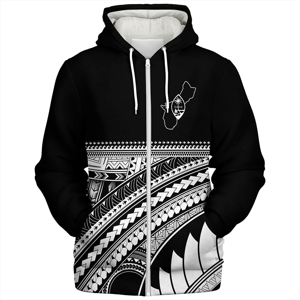Guam Sherpa Hoodie Micronesian Map Tribal Style