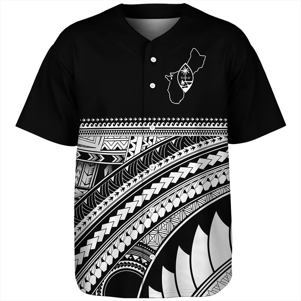 Guam Baseball Shirt Micronesian Map Tribal Style