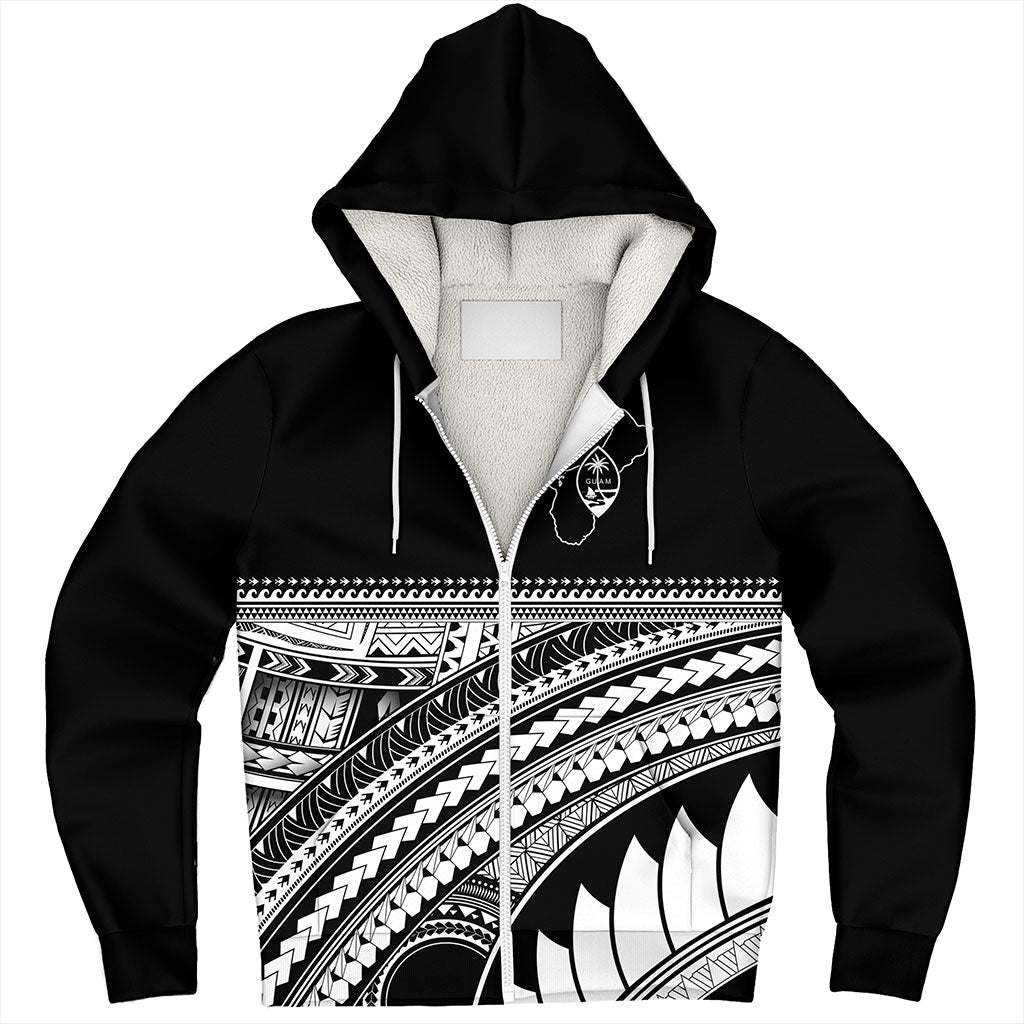 Guam Sherpa Hoodie Micronesian Map Tribal Style