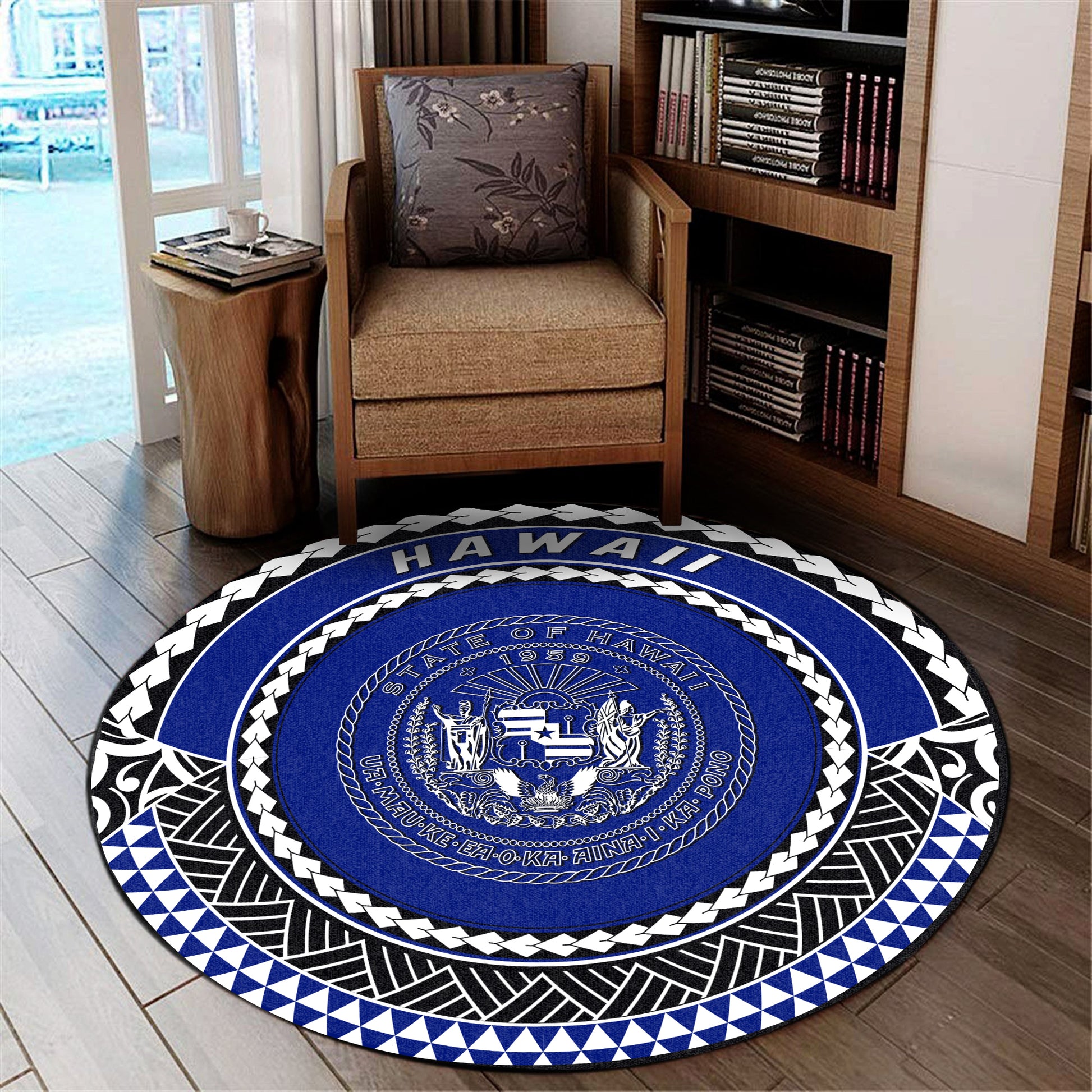 Hawaii Round Rugs Coat Of Arms Style