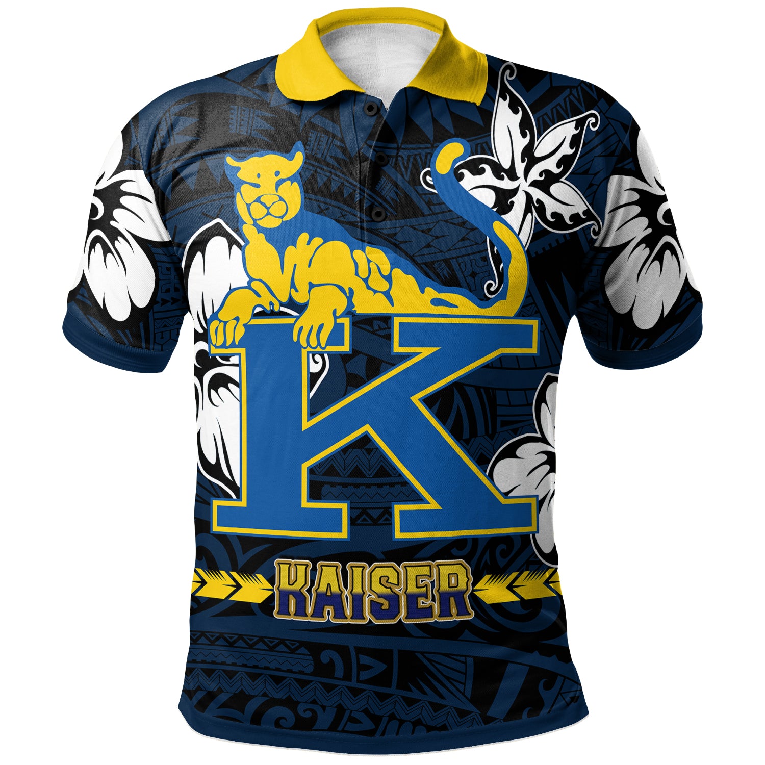 Hawaii Henry J. Kaiser High School Custom Polo Shirt - Kaiser High School Polynesian With Floral Elements Pattern