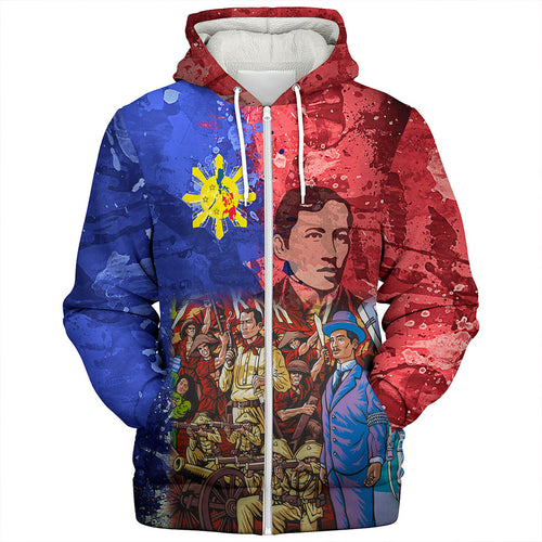 Philippines Filipinos Sherpa Hoodie National Heroes Dawring Art Style