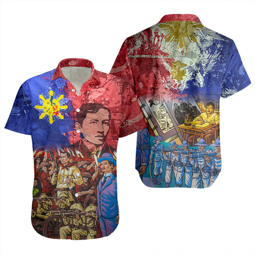 Philippines Filipinos Short Sleeve Shirt National Heroes Dawring Art Style