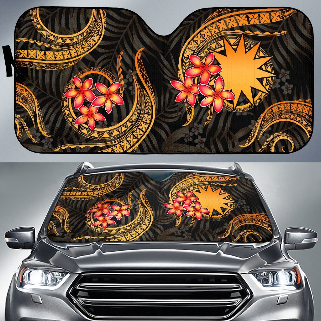 Nauru Auto Sun Shades - Gold Plumeria