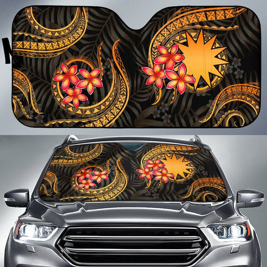 Nauru Auto Sun Shades - Gold Plumeria