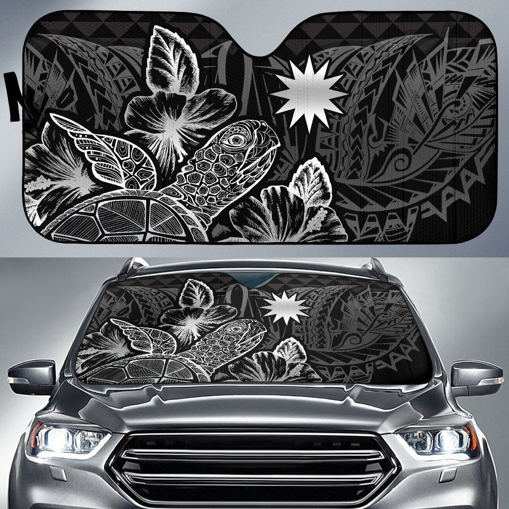 Nauru Auto Sun Shades Turtle Hibiscus Black