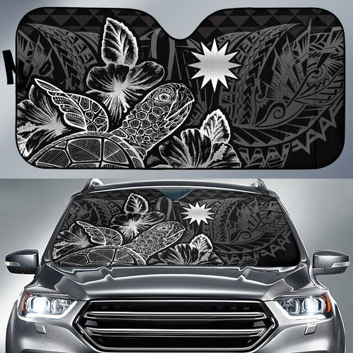 Nauru Auto Sun Shades Turtle Hibiscus Black