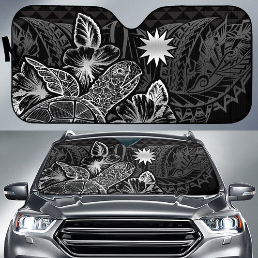 Nauru Auto Sun Shades Turtle Hibiscus Black