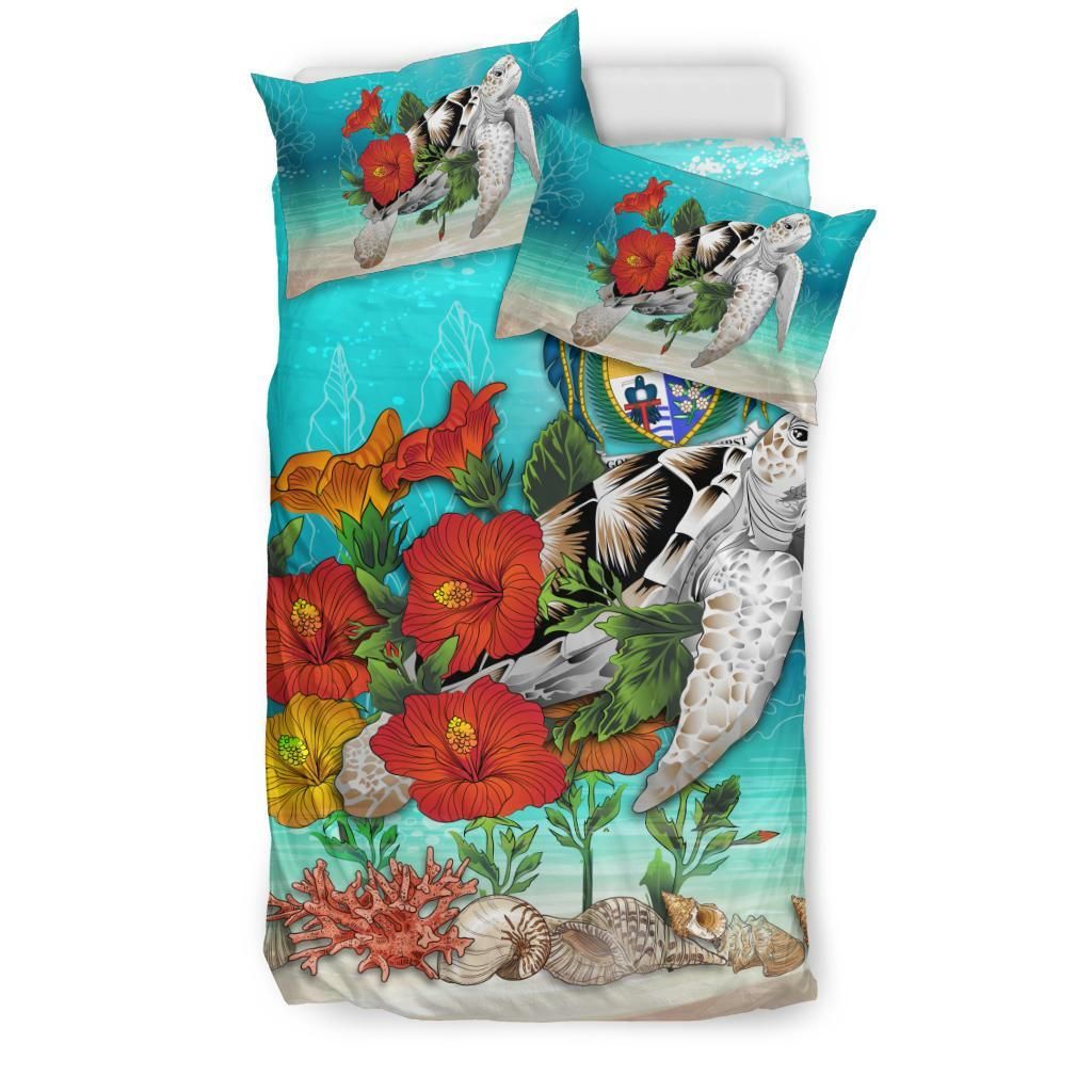 Polynesian Duvet Cover Set - Nauru Bedding Set Ocean Turtle Hibiscus