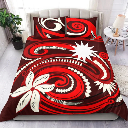 Nauru Bedding Set - Vortex Style Red Color