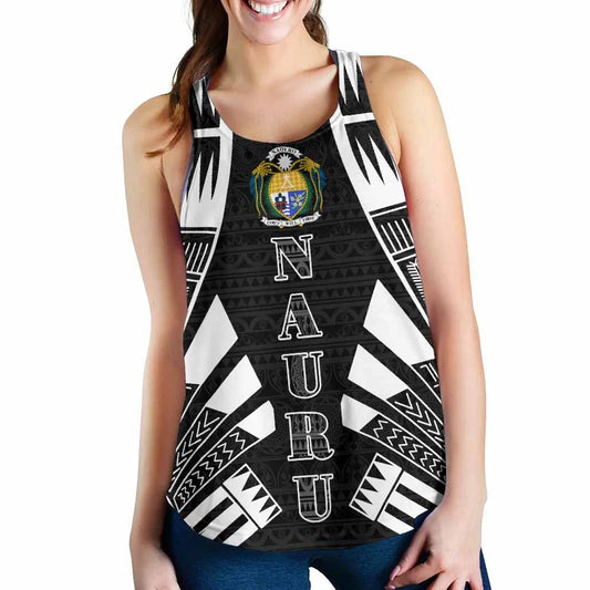 Nauru Women Racerback Tank - Polynesian Tattoo Black