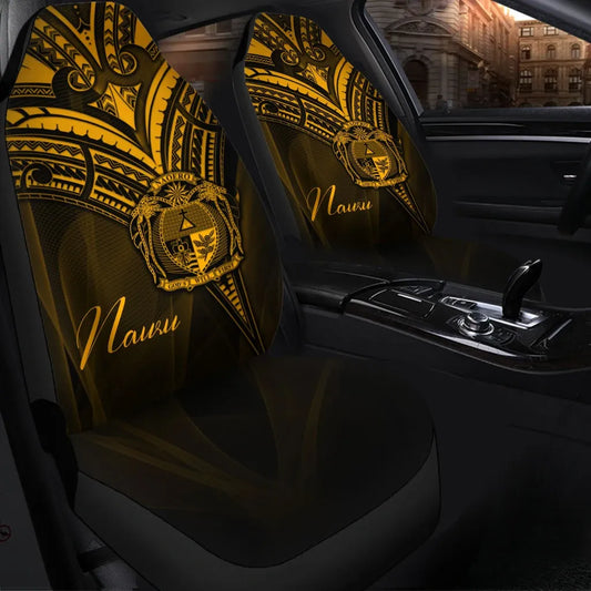 Nauru Car Seat Cover - Gold Color Cross Style