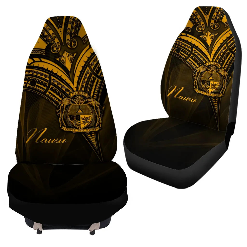 Nauru Car Seat Cover - Gold Color Cross Style