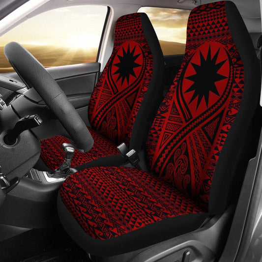 Nauru Car Seat Cover - Nauru Flag Polynesian Tattoo Red