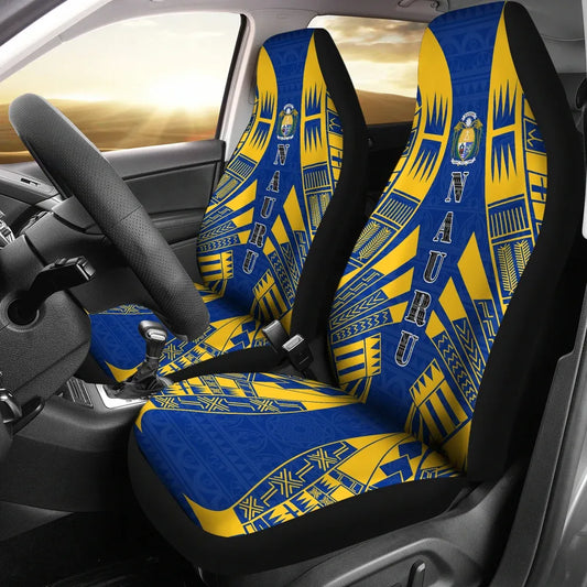 Nauru Car Seat Covers - Nauru Coat Of Arms Polynesian Tattoo Flag