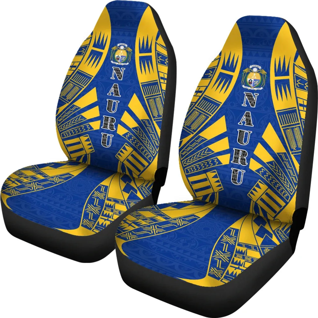 Nauru Car Seat Covers - Nauru Coat Of Arms Polynesian Tattoo Flag