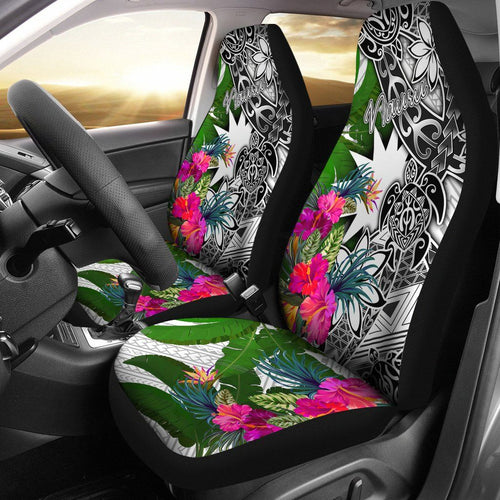 Nauru Car Seat Covers White - Turtle Plumeria Banana Leaf