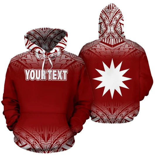 Nauru Custom Personalised All Over Hoodie - Fog Red