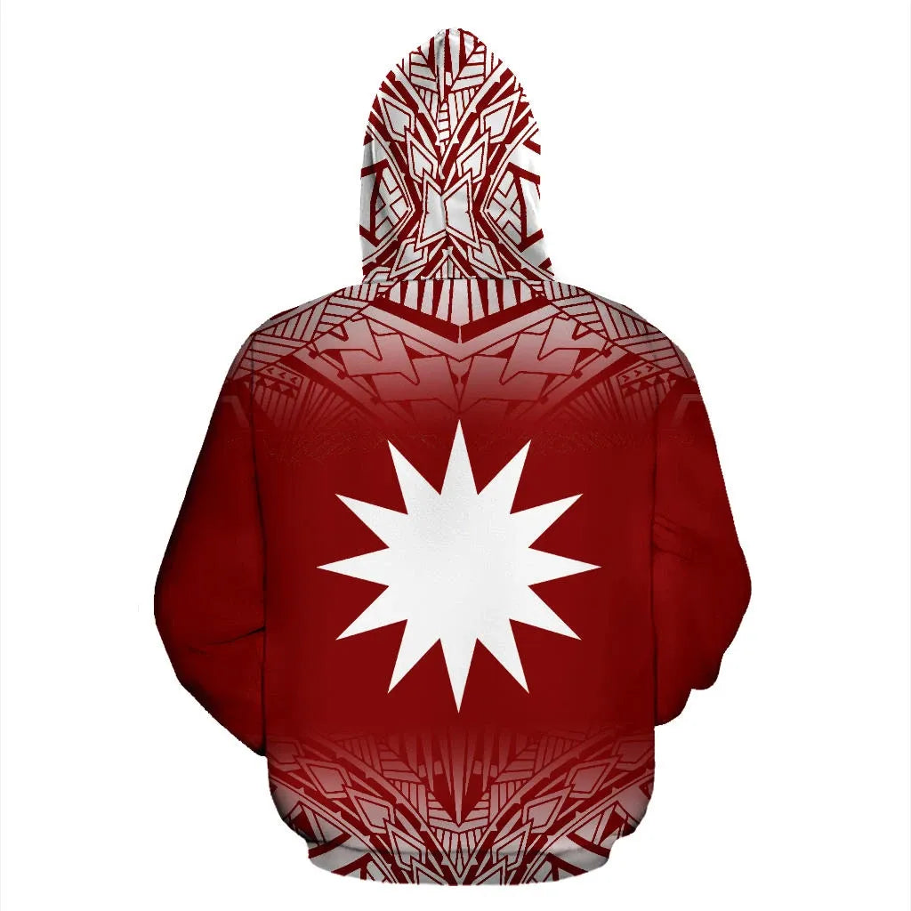 Nauru Custom Personalised All Over Hoodie - Fog Red
