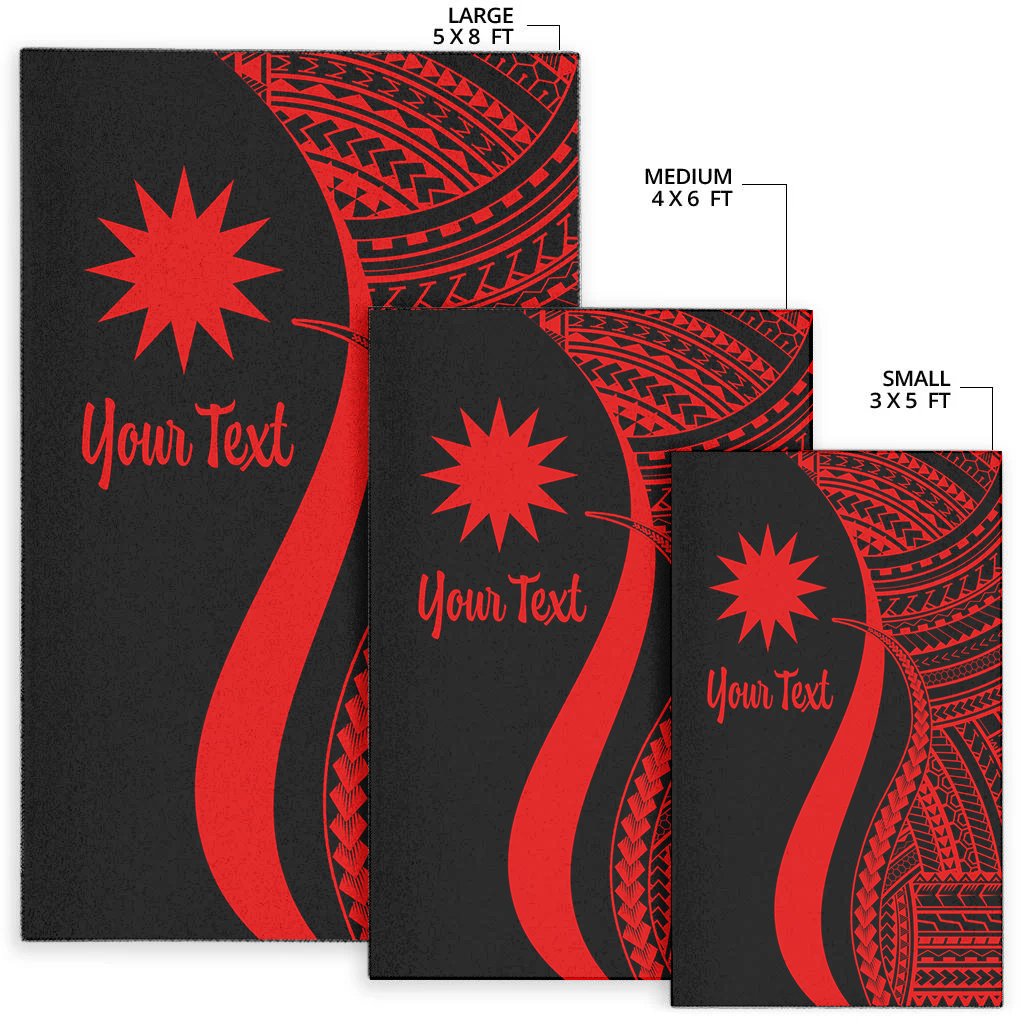 Nauru Custom Personalised Area Rug - Red Polynesian Tentacle Tribal Pattern