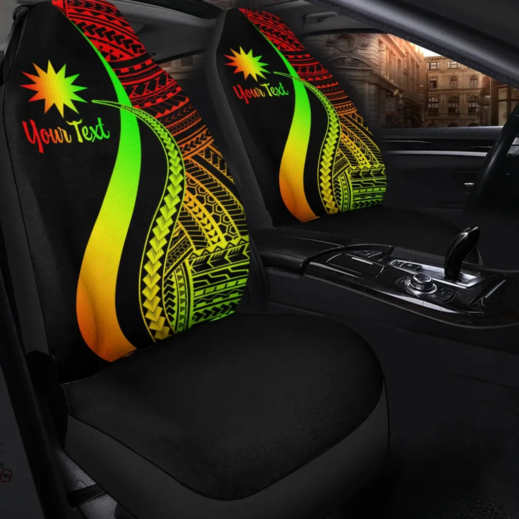 Nauru Custom Personalised Car Seat Covers - Reggae Polynesian Tentacle Tribal Pattern